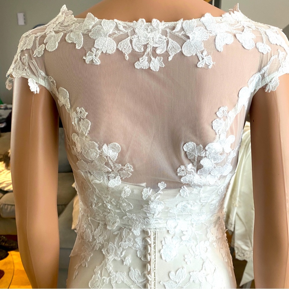 Sincerity wedding gown with detachable bolero styled jacket, Size 4, Sand/Ivory
